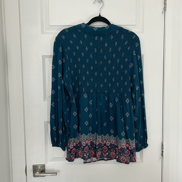 TORRID - babydoll rayon slub smocked button-front tunic top size 0X - Picture 10 of 10